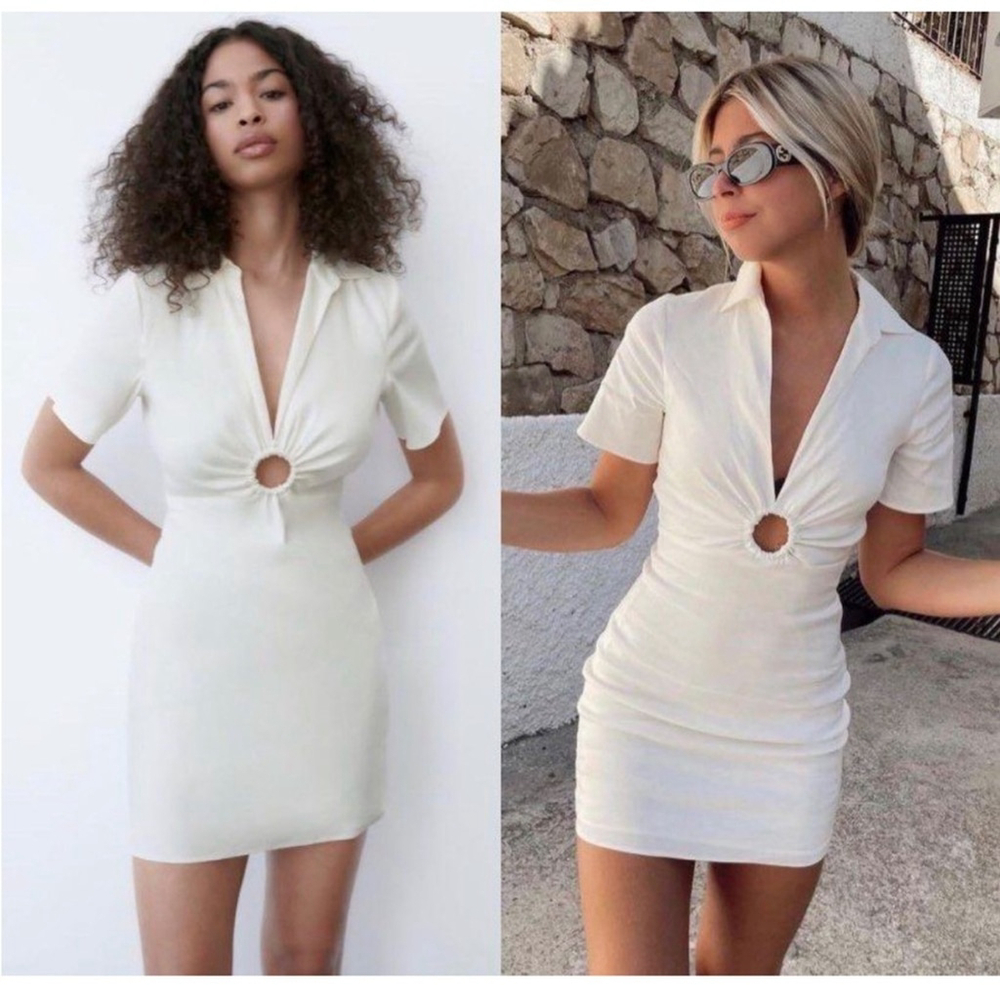 Zara off White Mini Dress with Ring Detail bloggers favourite